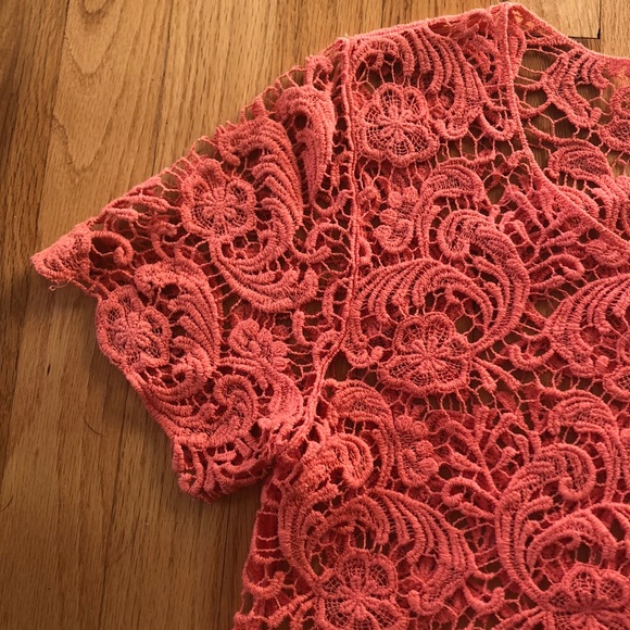 Peach lace long crop top - Picture 5 of 15